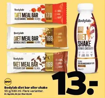 Netto Bodylab diet bar el. shake tilbud