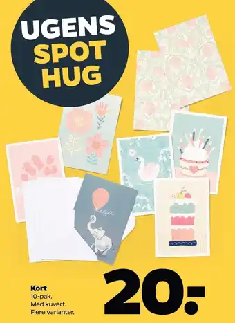 Ugens spot hug - kort 10-pak, flere varianter