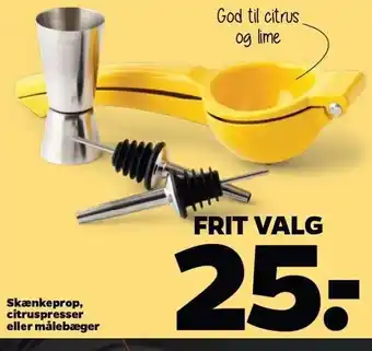 Skænkeprop, citruspresser el. målebæger, frit valg