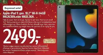 Føtex Apple ipad 9. gen. 10,2" wi-fi 64gb mk2k3kn el. mk2l3kn tilbud