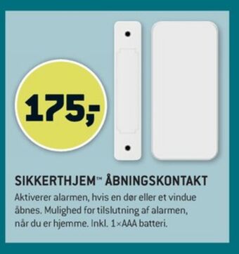 XL-BYG Sikkerthjem åbningskontakt tilbud