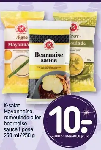 REMA 1000 Mayonnaise, remoulade eller bearnaise sauce i pose tilbud