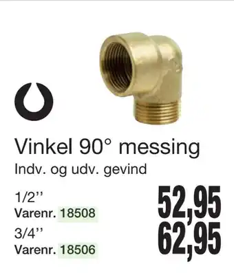Vinkel 90° messing