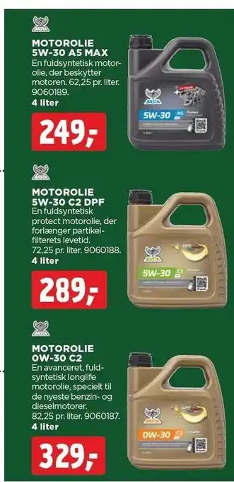 jem & fix Motorolie 5w-30 a5 max, motorolie 5w-30 c2 dpf el. motorolie ow-30 c2 tilbud
