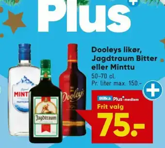 Dooley's likør, Jagdtraum Bitter eller Mintu 50-70 cl.