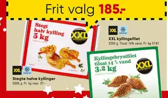Bilka Stegte halve kyllinger, XXL Kyllingefilet tilbud