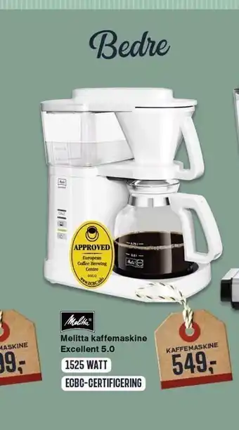 Melitta kaffemaskine excellent 5.0