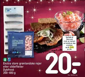 REMA 1000 Ekstra store grønlandske rejer eller sildefileter tilbud