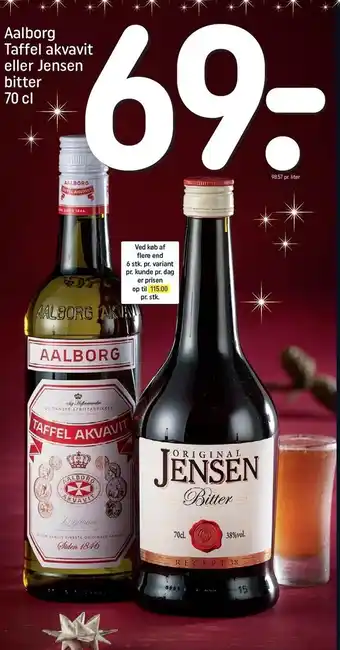 REMA 1000 Aalborg taffel akvavit eller jensens bitter tilbud