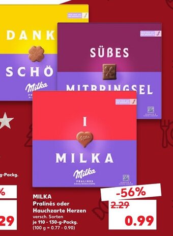 Kaufland DE Milka Pralinés oder Hauchzarte Herzen tilbud