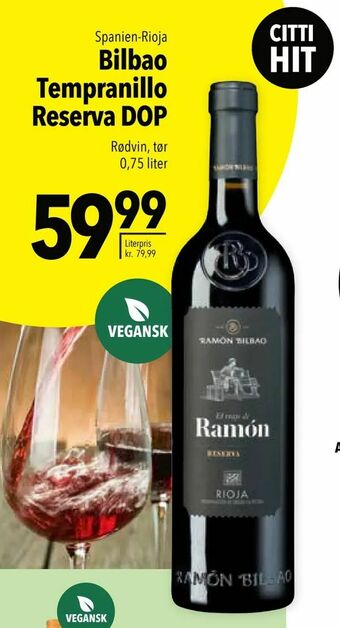 Citti Bilbao Tempranillo Reserva DOP tilbud