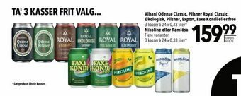 Citti Albani Odense Classic, Pilsner Royal Classic, Økologisk, Pilsner, Export, Faxe Kondi eller free Nikoline eller Ramlösa tilbud