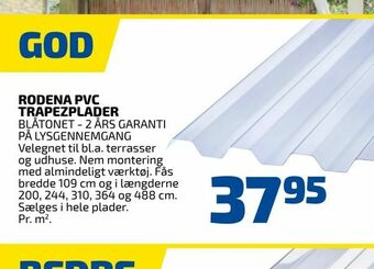 Davidsen Rodena pvc trapezplader tilbud