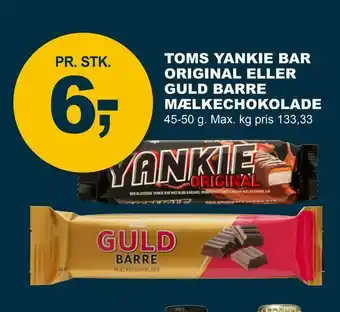 Let-Køb Toms yankie bar original eller guld barre mælkechokolade tilbud