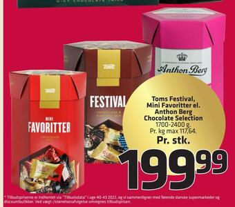 Fleggaard Toms festival, mini favoritter el. anthon berg chocolate selection tilbud