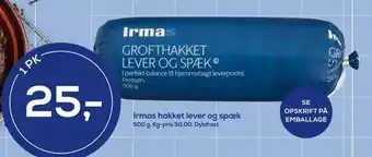 Irma Irmas hakket lever og spæk tilbud
