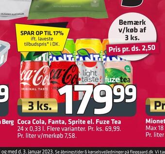Fleggaard Coca cola, fanta, sprite el. fuze tea tilbud