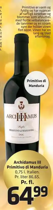 Archidamus iii primitivo di manduria