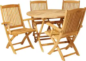 boston teak cafe bord ø110cm + 4 boston teak foldestol