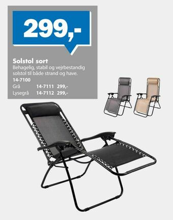 Biltema Solstol sort tilbud