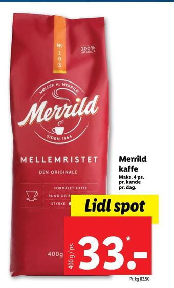 Lidl Merrild kaffe tilbud