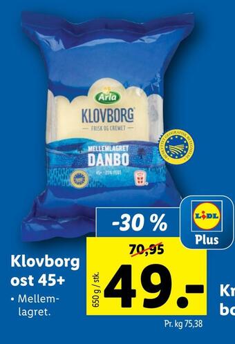 Lidl Klovborg ost 45+ tilbud