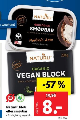 Lidl Naturli' blok eller smørbar tilbud