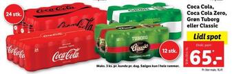 Lidl Coca cola, coca cola zero, grøn tuborg eller classic tilbud