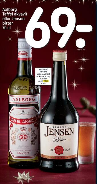 REMA 1000 Aalborg taffel akvavit eller jensen bitter tilbud