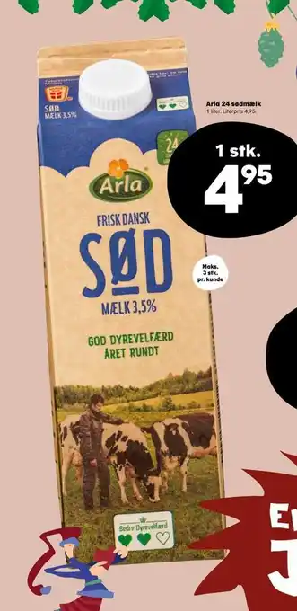 Kvickly Arla 24 sødmælk tilbud