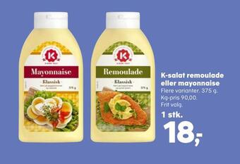 Kvickly K-salat remoulade eller mayonnaise tilbud