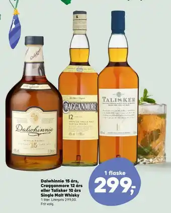 Kvickly Dalwhinnie 15 års, cragganmore 12 års eller talisker 10 års single malt whisky tilbud