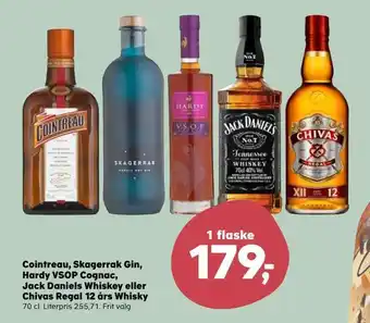Kvickly Cointreau, skagerrak gin, hardy vsop cognac, jack daniels whiskey eller chivas regal 12 års whisky tilbud