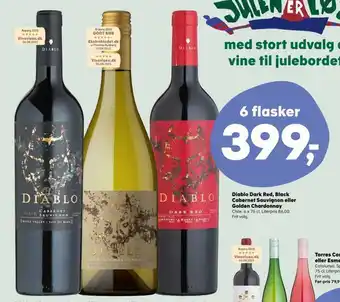 SuperBrugsen Diablo dark red, black cabernet sauvignon eller golden chardonnay tilbud