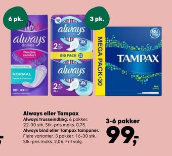 SuperBrugsen Always eller tampax tilbud