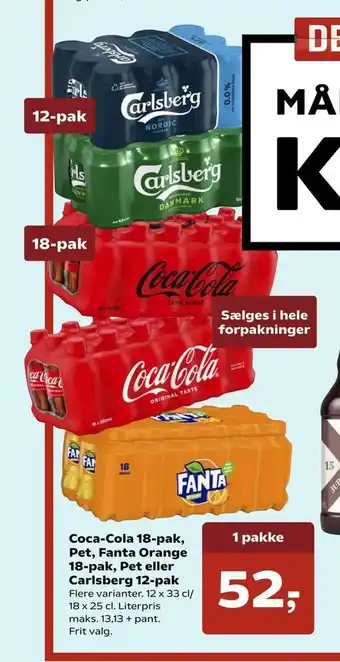 SuperBrugsen Coca-cola , pet, fanta orange , pet eller carlsberg 12-pak tilbud