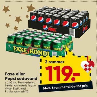 Bilka Faxe eller pepsi sodavand tilbud