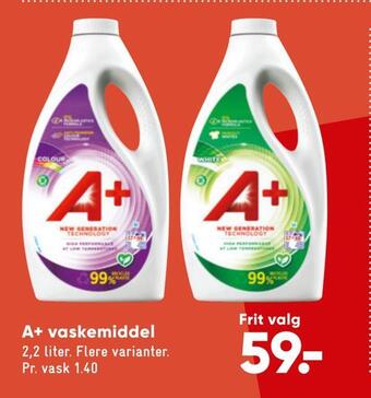 Bilka A+ vaskemiddel tilbud
