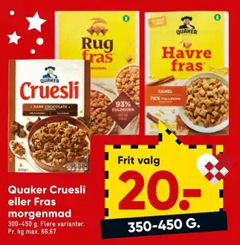 Bilka Quaker cruesli eller fras morgenmad tilbud