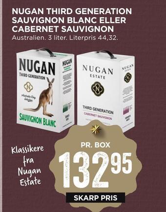 MENY Nugan third generation sauvignon blanc eller cabernet sauvignon tilbud