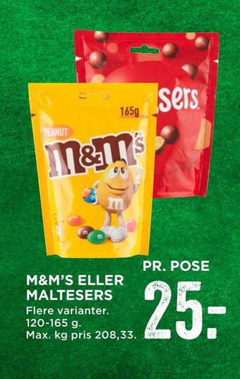 MENY M&m's eller maltesers tilbud