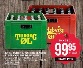 MENY Grøn tuborg, tuborg classic eller carlsberg pilsner tilbud