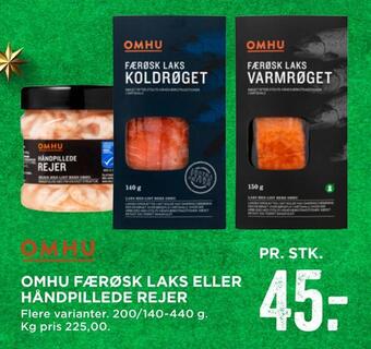MENY Omhu færøsk laks eller håndpillede rejer tilbud