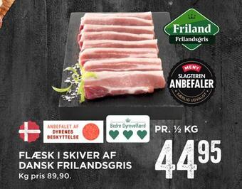 MENY Flæsk i skiver af dansk frilandsgris tilbud