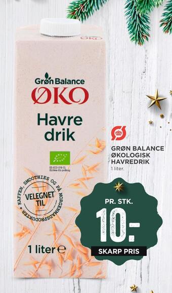 MENY Grøn balance økologisk havredrik tilbud