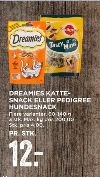 MENY Dreamies kattesnack eller pedigree hundesnack tilbud