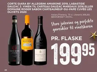 MENY Corte giara by allegrini amarone 2019,00 labastide dauzac 2. vinen til château dauzac margaux 2016 eller domaine roger sabon tilbud