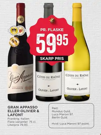 MENY Gran appasso eller olivier & lafont tilbud