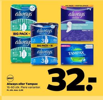 Netto Always eller tampax tilbud