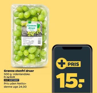 Netto Grønne stenfri druer tilbud
